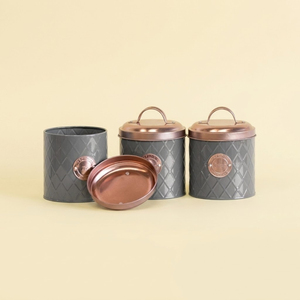 Premium 4-Piece Square Hammered Copper Canister Set Airtight Stainless Steel Food <b>Storage</b> <b>Containers</b> For <b>Kitchen</b> Countertop - Product Image 2
