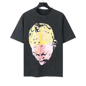 Vente en gros de T-shirts unisexes surdimensionnés de style hip-hop, 100% coton de haute qualité, 180g, lavés aux enzymes, à col en V, personnalisables par sérigraphie - Product Image 1