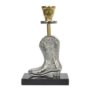 Handmade Silver & Gold <b>Boot</b> Pillar Figure Candle Holder With Base Decorative Items Metal Candle <b>Stand</b> Event Party Home Decora - Product Image 1