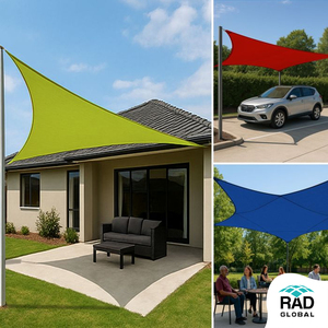 ผ้าใบกันแดด HDPE สีน้ำเงินรูปสามเหลี่ยม ป้องกันรังสียูวี สำหรับกลางแจ้ง ระเบียง สวน หลังคาตาข่าย ขนาดสั่งทำได้ สำหรับชายหาด - Product Image 2