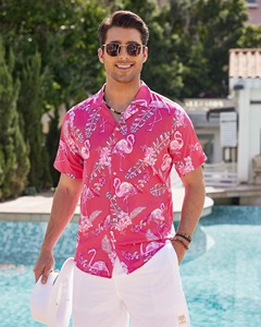 เสื้อเชิ้ตชายแขนสั้นน้ำหนักเบา พิมพ์ลายทรอปิคอล สไตล์ลำลอง ติดกระดุม เหมาะสำหรับวันหยุดฤดูร้อน สีสันสดใส เสื้อชายหาด เสื้อว่ายน้ำชาย - Product Image 3