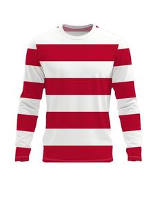 เสื้อยืดแขนยาวคอกลมลายทางสไตล์ฮิปฮอปสีพื้น ผ้าฝ้าย 100% สำหรับผู้ชาย จากบังกลาเทศ - Product Image 3