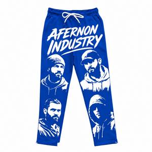 Pantalon de jogging noir pour homme Afernon Industry, taille élastique avec cordon de serrage, style urbain, imprimé, respirant, léger, délavé à l'acide - Product Image 3