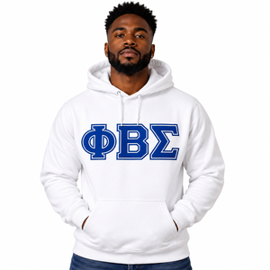 Phi Beta Sigma Hoodie <b>Mens</b> <b>White</b> Pullover Greek Letter Hooded <b>Sweatshirt</b> Fleece Long Sleeve Kangaroo Pocket Casual Winter Wear - Product Image 1