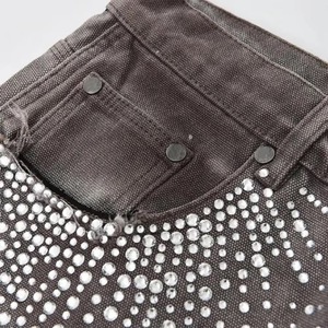 Shorts en jean amples et respirants pour hommes, style urbain tendance, taille mi-haute, avec broderie graffiti, qualité supérieure, pour l'été - Product Image 3