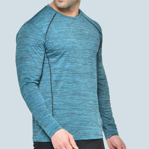T-shirt homme manches longues en tricot, col rond, couleur unie, coupe classique, style décontracté, bleu - Product Image 5