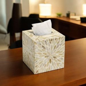 Caja para pañuelos de madera con incrustaciones de nácar, moderna, de lujo, hecha a mano, duradera y decorativa |   Logotipo Personalizado, Diseño Personalizable - Product Image 3