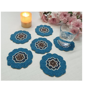 Juego de Posavasos Personalizados con Cuentas Coloridas y Bordado en Punto de Cruz, Hechos a Mano, Decoración para el Hogar, Regalo - Product Image 3