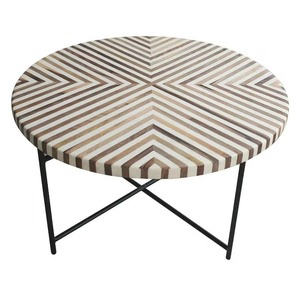 Table de salle à manger moderne en bois d'acacia et résine, design artistique, étanche, table basse pour salon, mariage, anniversaire, Diwali - Product Image 1