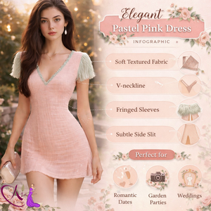 Vestido corto ajustado con cuello en V para mujer | Vestido de Cóctel de Manga Corta para Fiesta, Corte Entallado, Elegante, Estilo Occidental, Moderno y Chic - Product Image 3