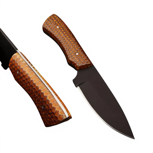 Couteaux de chasse avec manche en résine alvéolée, lame noire thermolaquée, bord lisse, utilisation en camping en plein air, acier inoxydable - Product Image 5