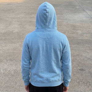 Sweat-shirt à capuche zippé unisexe surdimensionné en patchwork brodé, style streetwear, bleu, en tissu French Terry, pour l'automne - Product Image 2