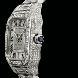 Reloj de Moissanita para Hombre, con Incrustaciones de Diamantes, Mecánico Automático, Números Romanos, Acero Inoxidable, Reloj de Pulsera de Lujo - Product Image 4