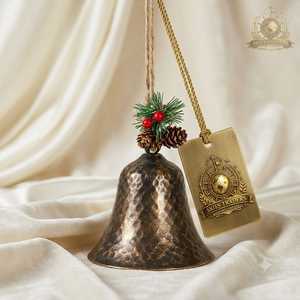 Grande clochette de Noël en métal doré découpé en forme d'étoile, à suspendre, avec anneau de suspension et étiquette de marque - Product Image 6