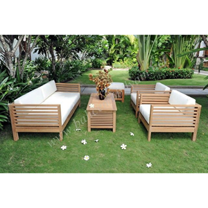 Conjunto de Sofás Modernos de Madera de Teca Sólida para Exteriores con Cojines para Jardín, Patio y Terraza - Product Image 1