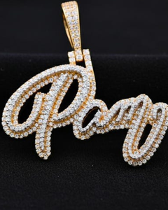 Pendentif Lettre Initiale Bicolore en Argent Sterling 925 avec Moissanite VVS Hip Hop, Passe le Test du Diamant - Product Image 1