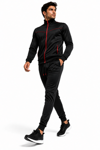 Conjunto Deportivo Premium Personalizado en Negro y Dorado – Chaqueta con Cierre Completo y Pantalones Deportivos para Hombre - Product Image 3