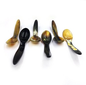 Horn <b>Spoon</b> for Serving Jams Herbal Powders Salt or Organic Cosmetics in Natural horn <b>spoon</b> and wood <b>spoon</b> flatware cutlery - Product Image 4