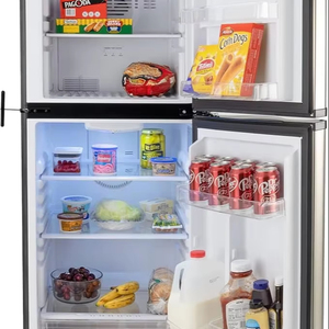 ตู้เย็นรถบ้าน 12V |   ตู้เย็นสีดำแบบไม่เกิดน้ำแข็งเกาะพร้อมช่องแช่แข็ง |   ประตูคู่, ชั้นวางปรับระดับได้, ประตูแบบกลับด้านได้, ระบบล็อคในตัว - Product Image 2