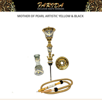 Chichas Farida : Chicha égyptienne de luxe en acier inoxydable, plaquée or, décorée de nacre artistique jaune et noir, très vendue