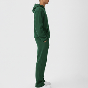 High Quality 100% Cotton French Terry Pullover Hoodie & Flare Jogger Sweatsuits Streetwear Solid Color Heavyweight Tracksuit - Product Image 5
