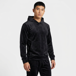 Ensemble de survêtement unisexe noir à capuche, manches longues, couleur unie, sweat-shirt et pantalon en coton, vêtements décontractés d'automne, taille adulte - Product Image 3