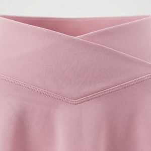 Jupe courte trapèze taille haute pour femme, rose unie, avec design croisé, style sportif, idéale pour l'été - Product Image 4