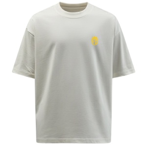 Men Oversized Light Grey T Shirt Short Sleeve Crew Neck Cotton Casual Streetwear Top <b>Small</b> <b>Chest</b> Logo Print Summer Tee - Product Image 2