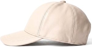 Custom Genuine Leather Baseball <b>Cap</b> Premium Off-White Cream Beige Leather Dad <b>Hat</b> Blank 6-Panel Golf <b>Cap</b> OEM ODM - Product Image 2