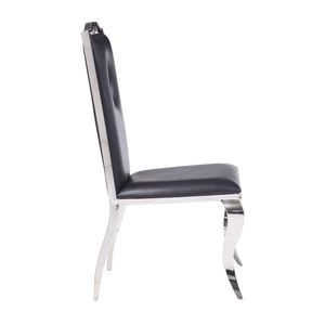 Set di 2 sedie da pranzo nere e cromate con seduta e schienale imbottiti in PU - Product Image 4