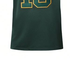 Camiseta de Béisbol Verde y Blanca para Hombre, Cuello en V, Manga Corta, Estampado Sublimado, Número 10, Ropa Deportiva, Corte Regular, Talla Adulto - Product Image 3