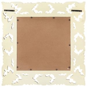 Espejo de Pared Cuadrado con Incrustaciones Decorativas de Madera de Mango Sólido Blanco Espejo - Product Image 3