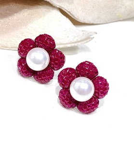 Pendientes de Perlas de Imitación de Primera Calidad con Diseño Floral, en Aleación Azul, Joyería Clásica para Mujer, Ideal para Bodas - Product Image 2