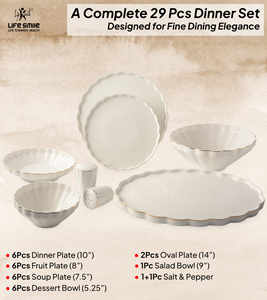 Service de table de luxe en porcelaine fine, 29 pièces, avec bordure dorée élégante - Product Image 2