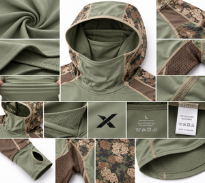 Ropa Ligera de Caza con Protección Solar |   Camuflaje - Verde Oliva - Seis Colores |   Transpirable |   Sudadera con capucha y manga larga | - Product Image 4