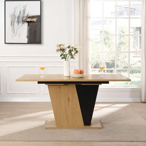 Tavolo da pranzo moderno in legno robusto telaio in metallo MDF Base da 61.81 pollici allungabile da tavolo regolabile per sala da pranzo - Product Image 1