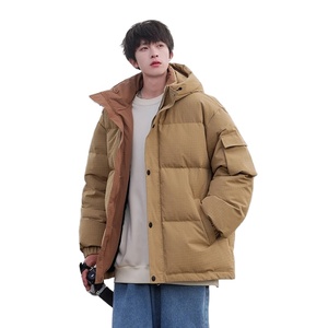 2024 Otoño/Invierno nueva tendencia chaqueta acolchada para hombre chaqueta cálida de plumón de pato blanco con cuello levantado tela de lona de estilo callejero - Product Image 1