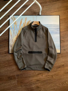 Sweat-shirt de sport unisexe printemps-automne à col montant, manches raglan, demi-zip, fermeture éclair thermocollée, coupe ample, effet délavé - Product Image 6