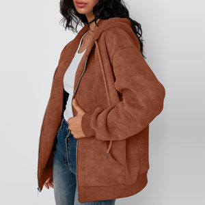 Sweat à capuche oversize pour femme, fermeture éclair, toutes tailles disponibles, fournisseur direct d'usine, vêtements décontractés, sweats à capuche zippés pour femmes - Product Image 5