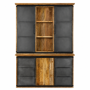 Manish Art Handicrafts Aparador Moderno de Lujo, Duradero, de Madera Maciza de Mango, con Puertas de Vidrio y Tiradores de Hierro, Mueble de Almacenamiento para el Hogar - Product Image 2