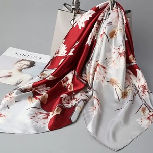 Elegant 100% <b>Silk</b> Satin Square Scarf for Women Casual Multi-Functional Fashion Accessory All Seasons Muslim - Product Image 4