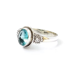 Anillo de Topacio Azul Ovalado de Plata 925 de Diseño Moderno, Joyería Pulida de Alta Calidad, Regalo de Aniversario para Mujer - Product Image 2