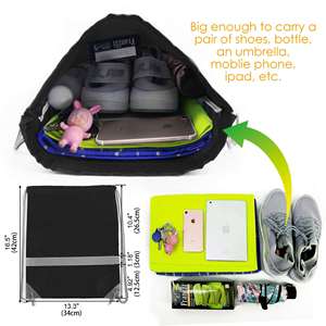 Custom Logo Polyester <b>Drawstring</b> <b>Backpack</b> Lightweight Reusable Cinch Bag for Promotional Branding Events - Product Image 6