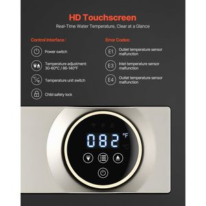 Scaldabagno elettrico istantaneo Touch LCD senza serbatoio 27kW con blocco per bambini acqua calda su richiesta - Product Image 4