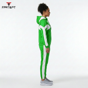 Ensemble de survêtement 100 % coton avec fermeture éclair pour femme, coupe ajustée, vêtements de sport épais, mode hiver, fabriqué au Pakistan - Product Image 3