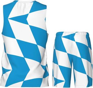 Conjunto de uniforme de baloncesto para hombre con la bandera de Baviera, que absorbe la humedad, de secado rápido y transpirable, con un diseño holgado. - Product Image 1