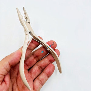 Alicate de 2 orificios para extensiones de cabello, gancho de ganchillo para rastas y pelucas, herramienta de extensión de cabello con aguja de 1/2/3 ganchos, herramienta para el cabello color beige - Product Image 3