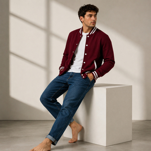 Fashion varsity <b>jacket</b> crafted for comfortable movement with premium texture and timeless style for urban daily outfit styling - Product Image 4