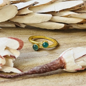 Fashionable Brass Green Onyx <b>Ring</b> 18k Gold Plated <b>Statement</b> Minimalist <b>ring</b> Double Stone Dainty <b>Ring</b> Wholesale <b>Ring</b> For Women - Product Image 3