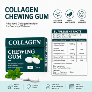 หมากฝรั่งคอลลาเจนธรรมชาติแบรนด์ส่วนตัว |   อาหารเสริมเพิ่มพลังงานแบบ OEM/ODM |   ผู้ผลิตบรรจุภัณฑ์สูตรเฉพาะตามสั่ง - Product Image 4
